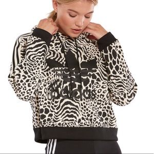 Adidas Cropped Leopard Women's Hoodie (Small)